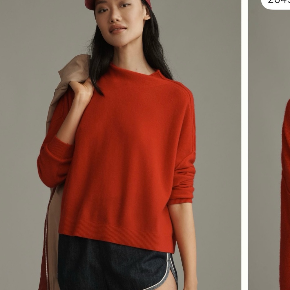 Anthropologie Women's Bold Red Crew Neck Sweater
